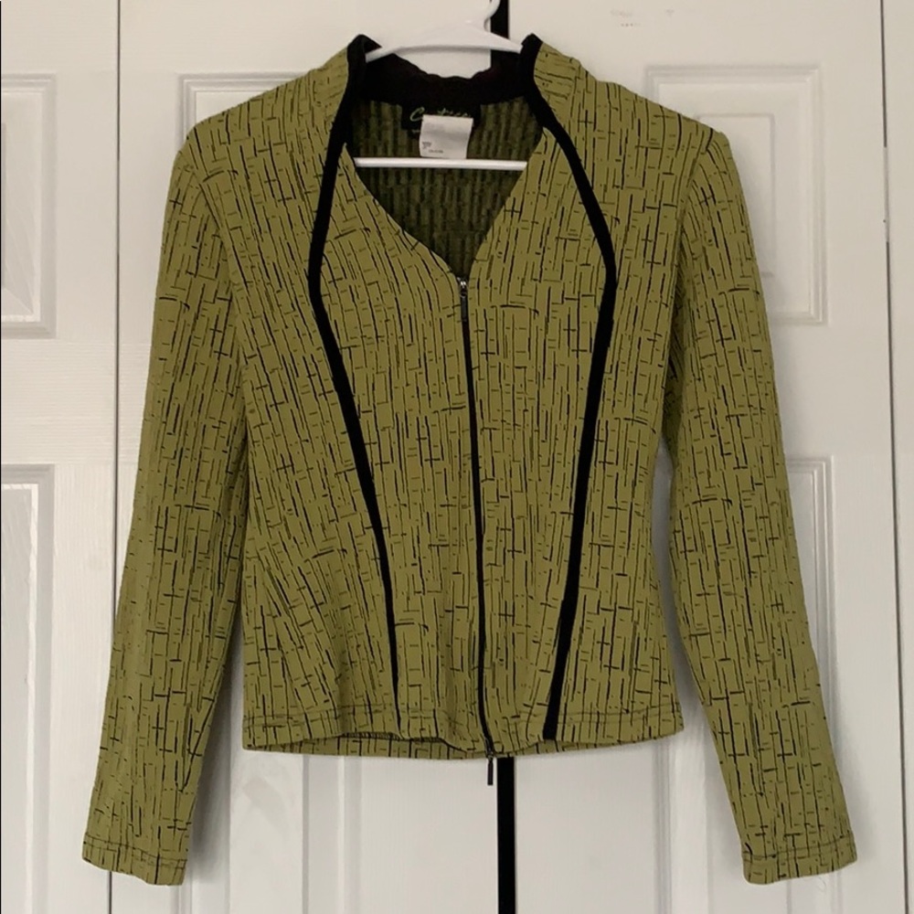 🌺 Patterned Green Double-Zipper Jacket 🌺
